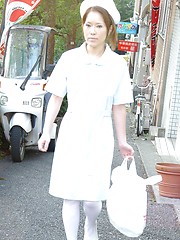 Japanese nurse toying pussy