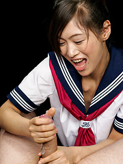 Yamada Reika sucks and jerks cock