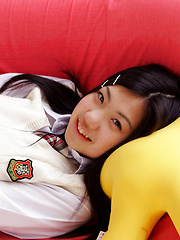 Miho Takai Asian in school uniform is very playful before classes